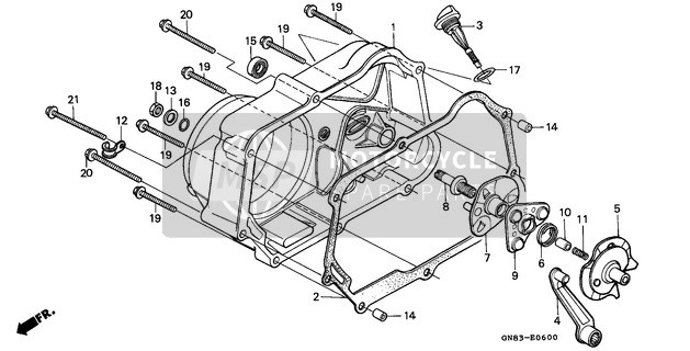 Honda C90M 1996 Right Carter Cover voor een 1996 Honda C90M